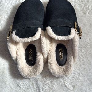 women’s Michael Kors mule, Sherpa lined slide, color black, vario…